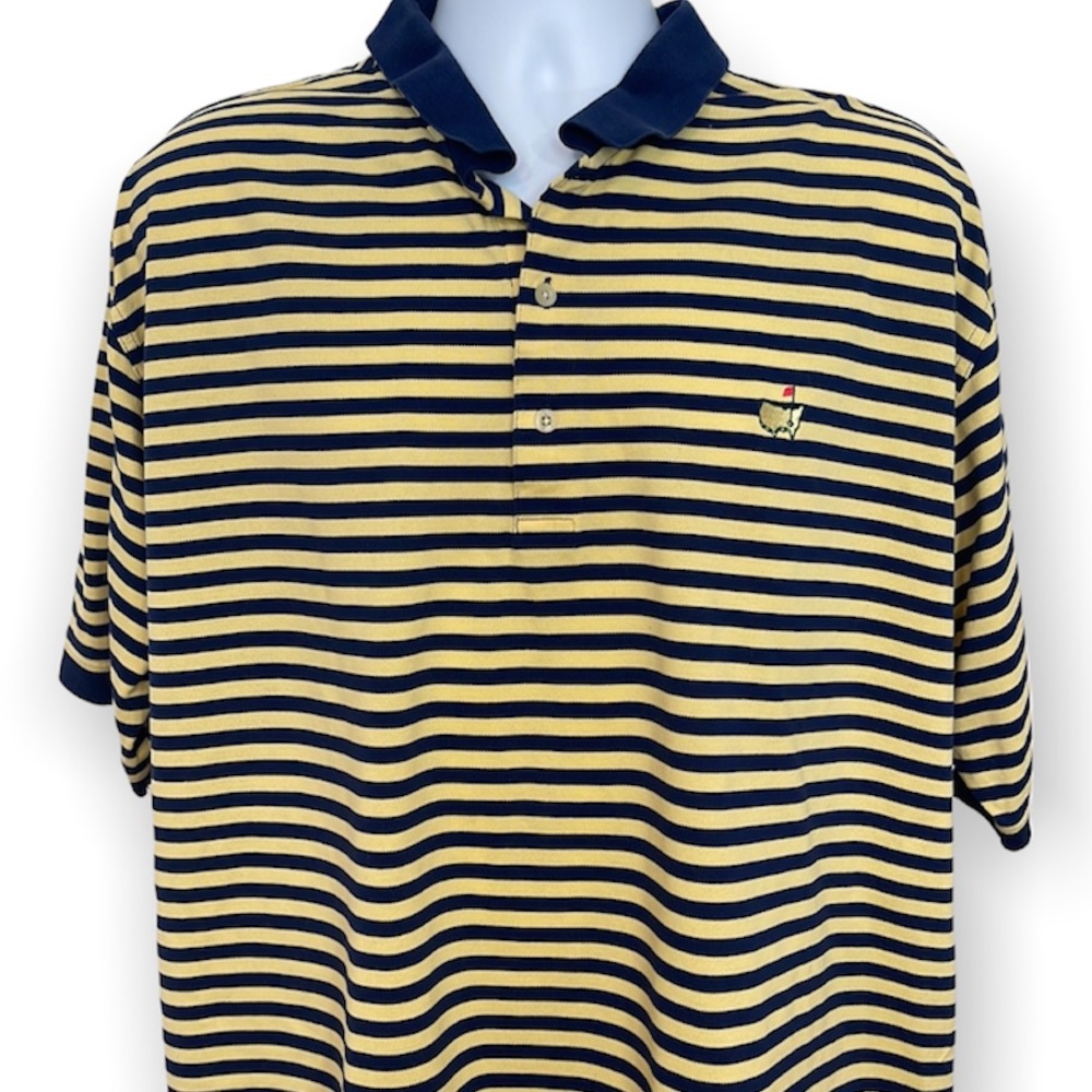 Men’s Masters Collection Yellow/Navy Stripe Polo Shirt